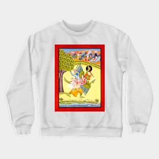 Narayana Vishnu & Lakshmi on Garuda, Apsarasas In Sky 1730 Rajasthan India Crewneck Sweatshirt